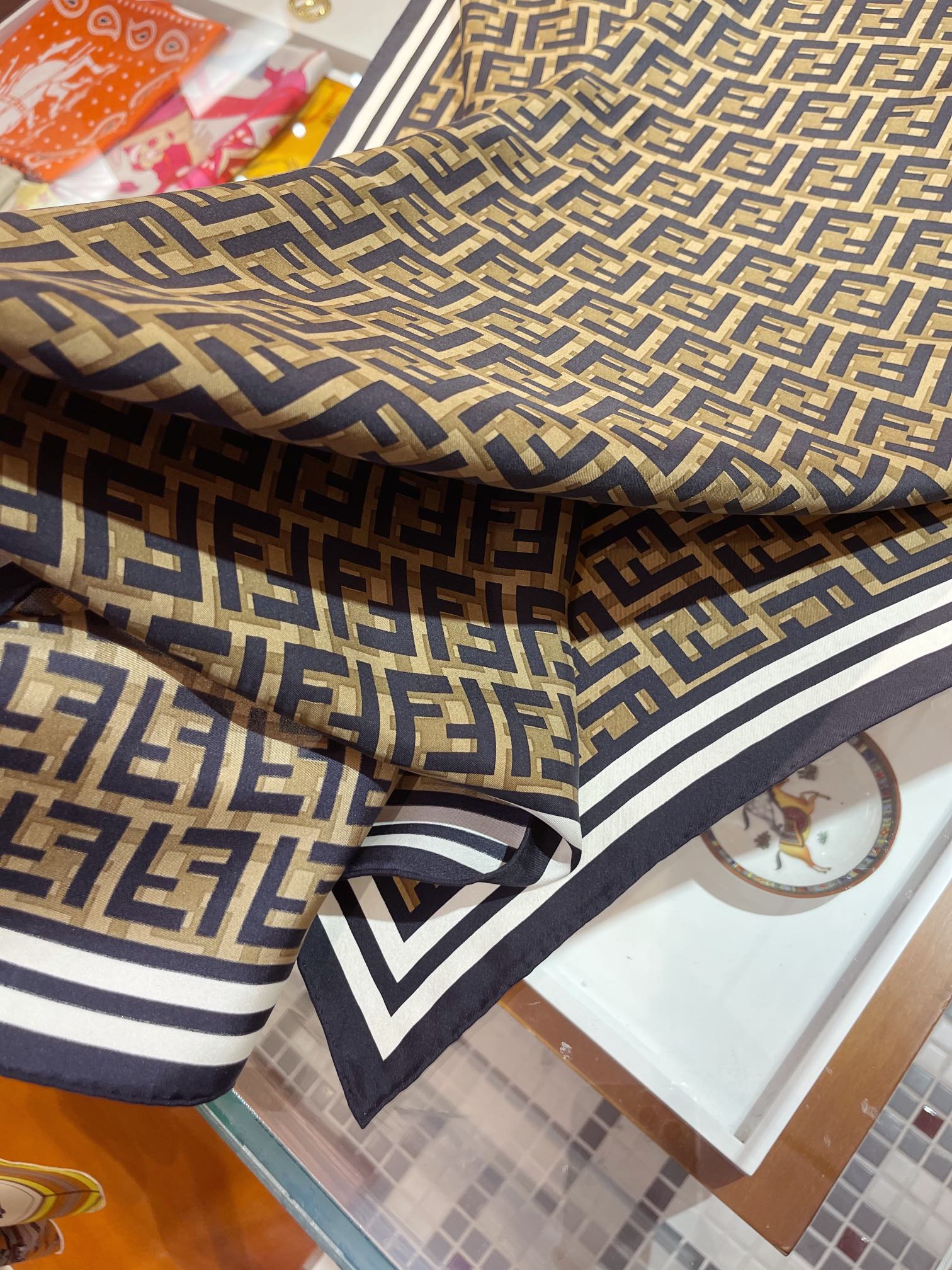 Fendi Twill Silk FF Monogram Square Scarf for Women – product image 17