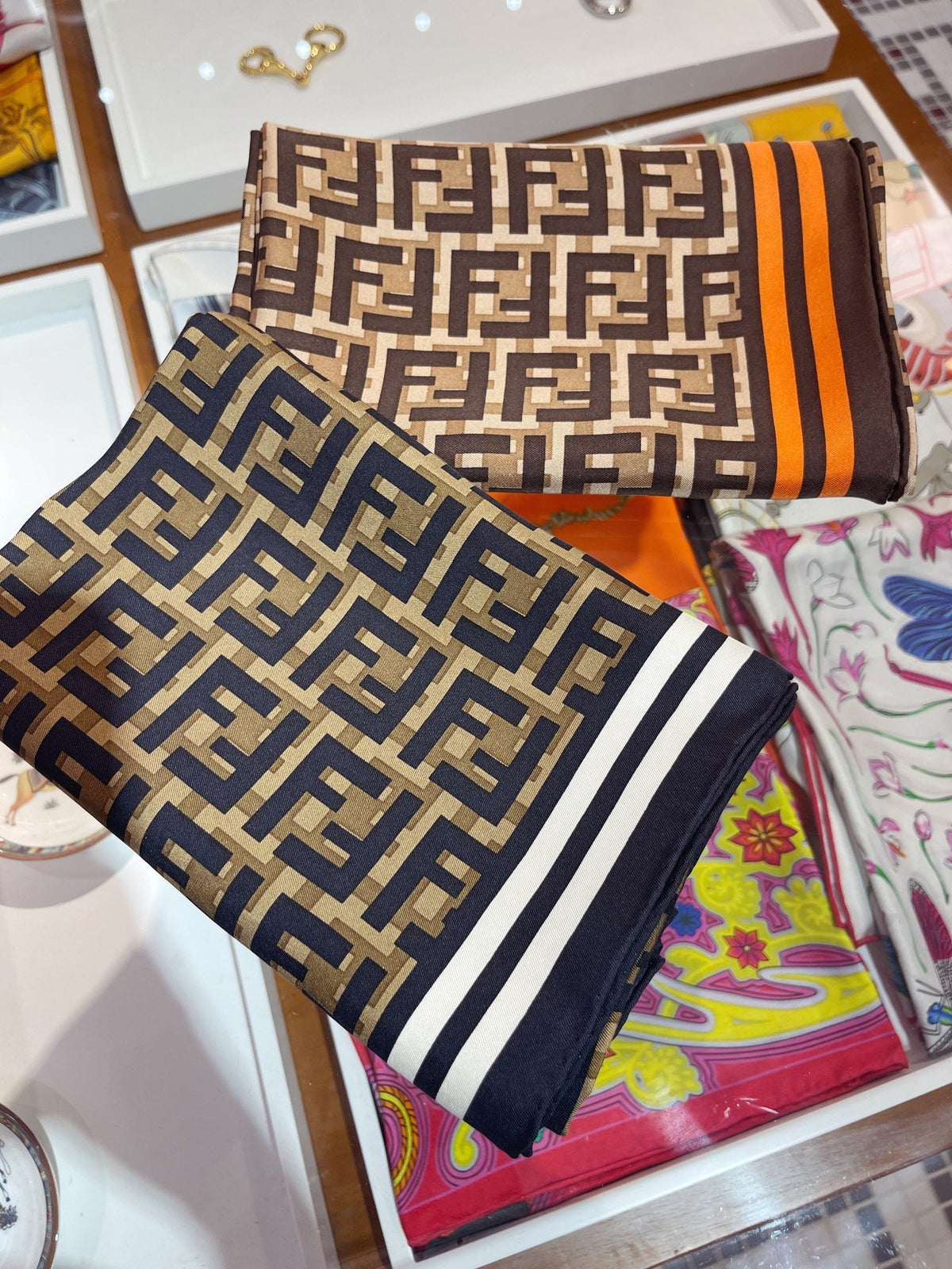 Fendi Twill Silk FF Monogram Square Scarf for Women – product image 18