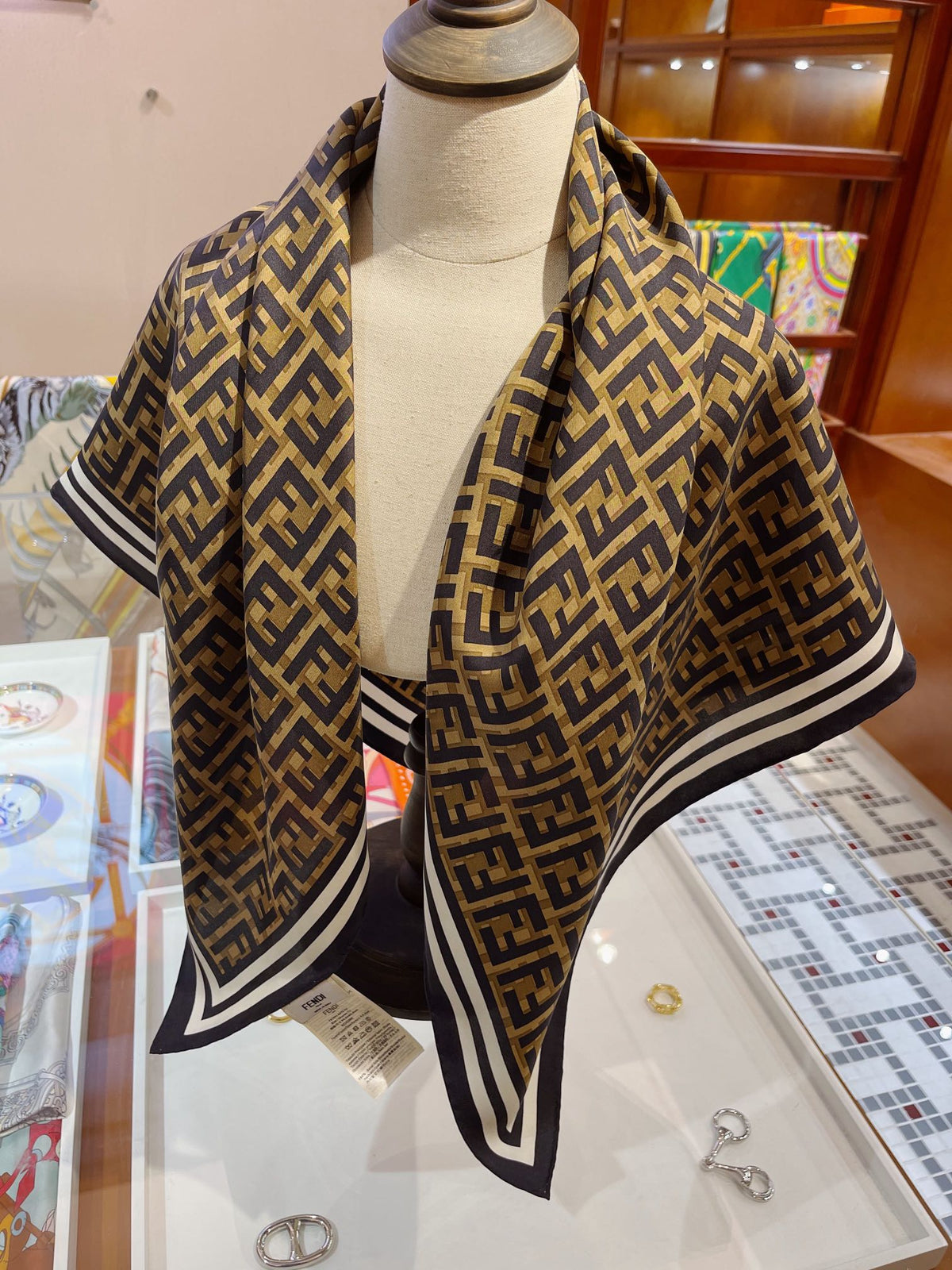 Fendi Twill Silk FF Monogram Square Scarf for Women – product image 6