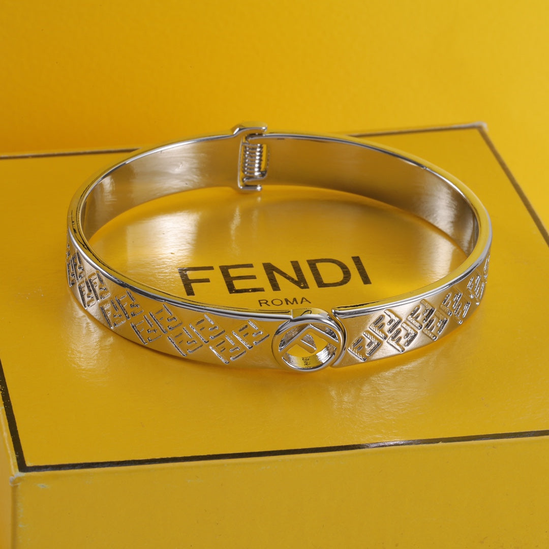 Fendi Vintage F Engraved Metal Bracelet – Luxury Jewelry – product image 4