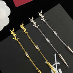 Temperament Long Chain Logo Earrings