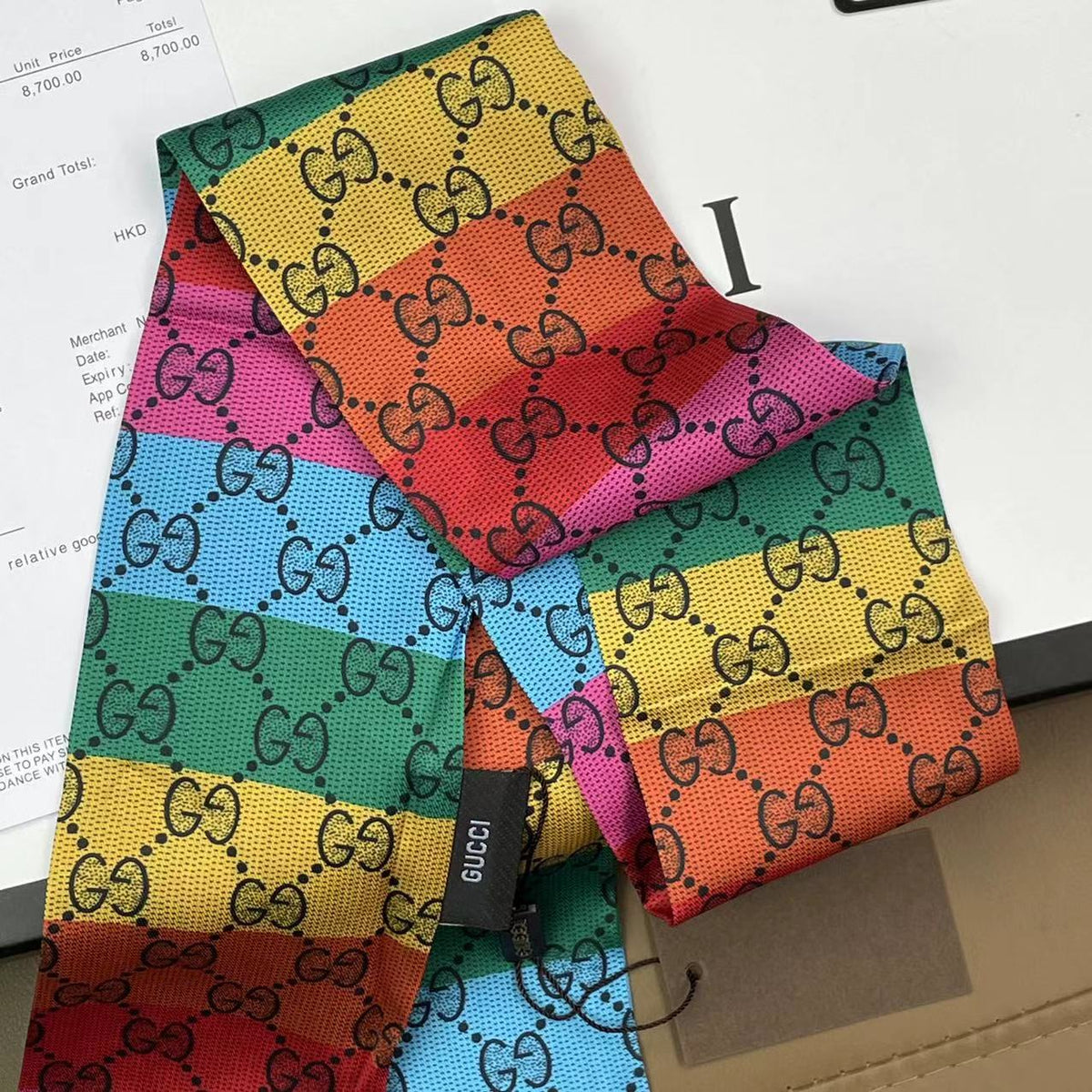 Gucci 100% Silk Double Satin Bow Tie Scarf & Headband – Hair Ribbon, Bag… – product image 10