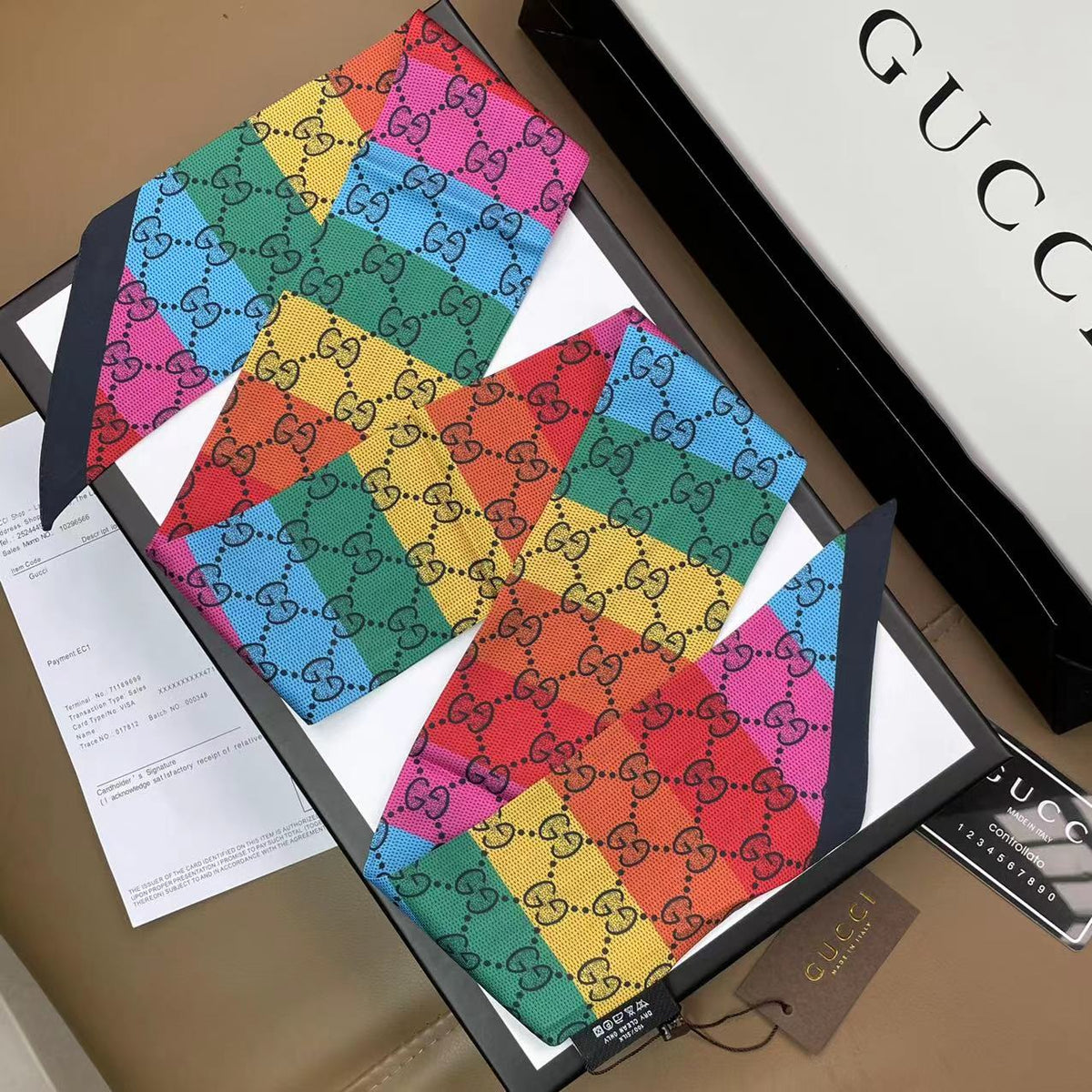 Gucci 100% Silk Double Satin Bow Tie Scarf & Headband – Hair Ribbon, Bag… – product image 11