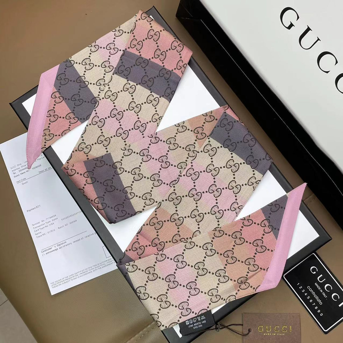 Gucci 100% Silk Double Satin Bow Tie Scarf & Headband – Hair Ribbon, Bag… – product image 13