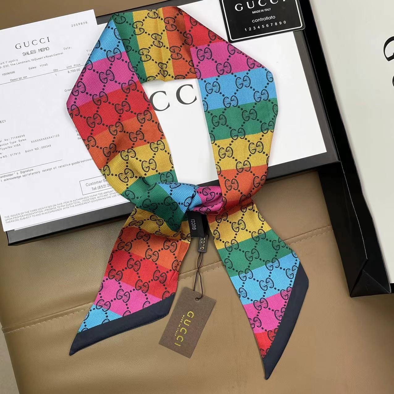 Gucci 100% Silk Double Satin Bow Tie Scarf & Headband – Hair Ribbon, Bag… – product image 5