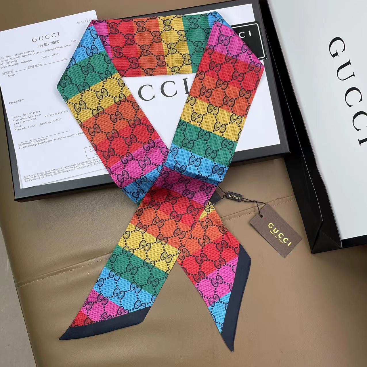 Gucci 100% Silk Double Satin Bow Tie Scarf & Headband – Hair Ribbon, Bag… – product image 9