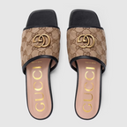 Gucci Brown Canvas Embossed Flat Slippers – slippers product image 17