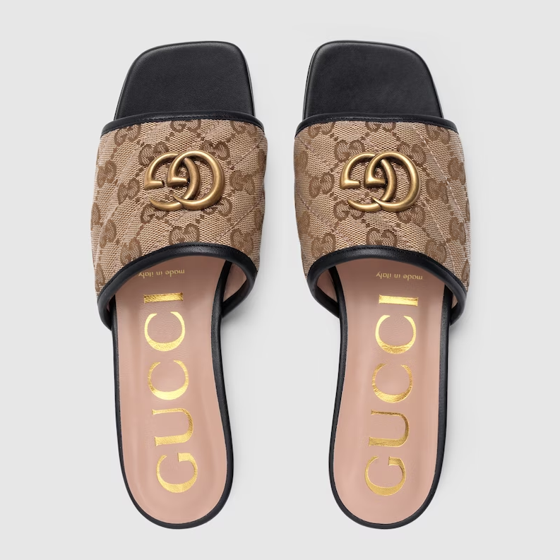 Gucci Brown Canvas Embossed Flat Slippers – slippers product image 17