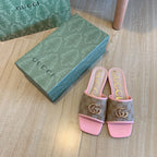 Gucci Brown Canvas Embossed Flat Slippers – slippers product image 5