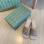Gucci Brown Canvas Embossed Flat Slippers – slippers product image 8