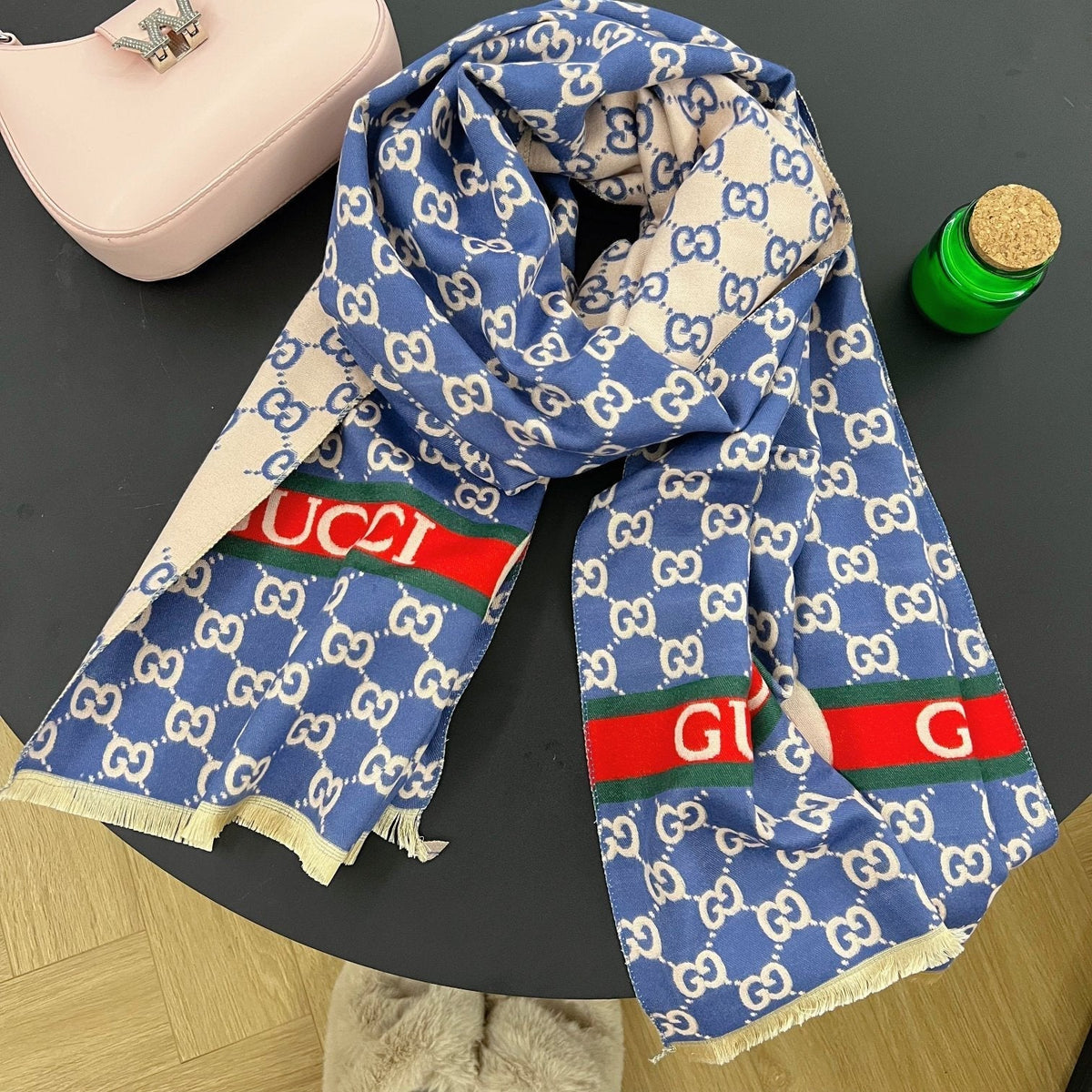 Gucci Cashmere Classic Full Logo Jacquard Warm Scarf Shawl for Women – product image 10