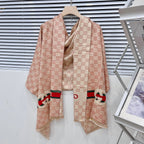 Gucci Cashmere Classic Full Logo Jacquard Warm Scarf Shawl for Women – product image 12