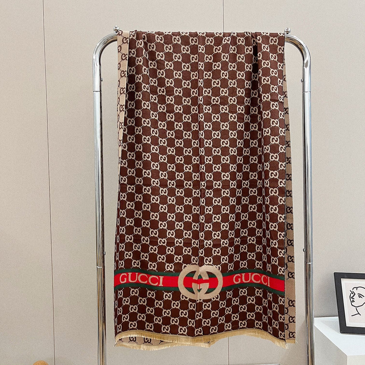 Gucci Cashmere Classic Full Logo Jacquard Warm Scarf Shawl for Women – product image 19