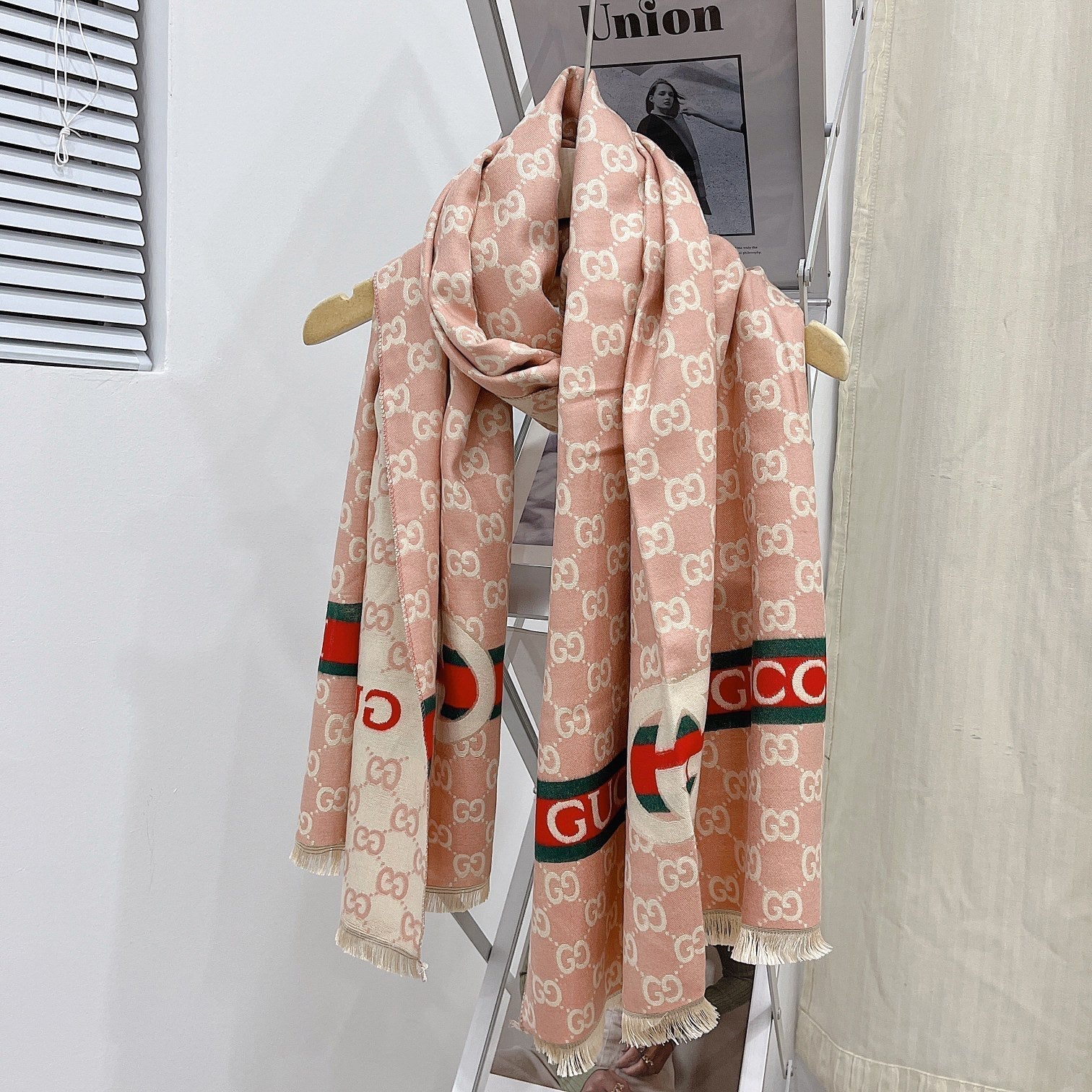 Gucci Cashmere Classic Full Logo Jacquard Warm Scarf Shawl for Women – product image 33