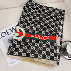 Gucci Cashmere Classic Full Logo Jacquard Warm Scarf Shawl for Women – product image 8