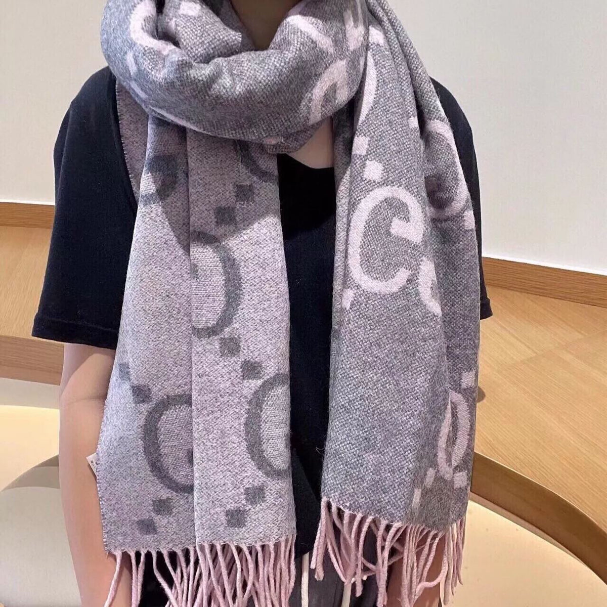 Gucci Classic Large Letter Jacquard Cashmere Scarf for Women – product image 12