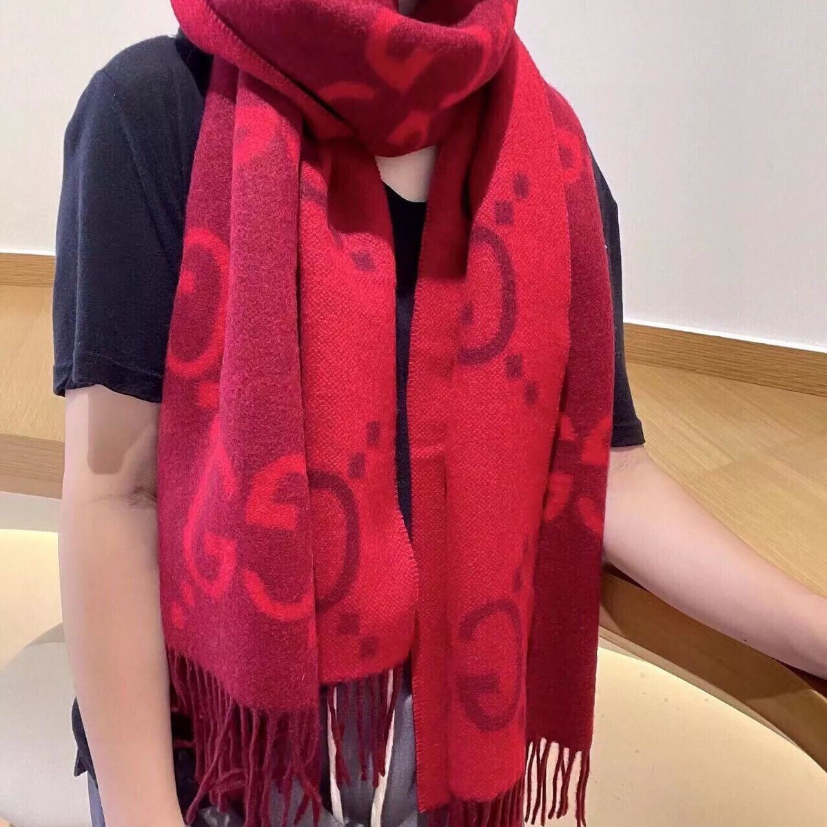 Gucci Classic Large Letter Jacquard Cashmere Scarf for Women – product image 24