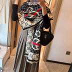 Gucci Color Block Logo Jacquard Cashmere Scarf for Women – product image 30