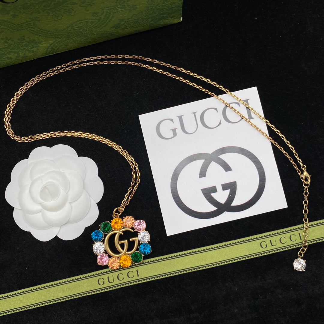 Gucci Colorful Crystal Alphabet Pendant Necklace – Luxury Designer Jewelry – product image 1