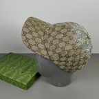 Gucci crystal GG monogram baseball cap in beige side view
