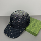 Gucci crystal GG monogram baseball cap in black detail view