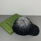 Gucci crystal GG monogram baseball cap in black front view