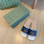 Gucci Denim Embossed Flat Slippers – slippers product image 2