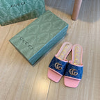 Gucci Denim Embossed Flat Slippers – slippers product image 3