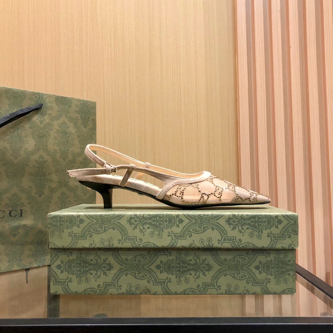 Gucci Diamond G Back Strap Mesh Low Heel Sandals – sandals product image 10