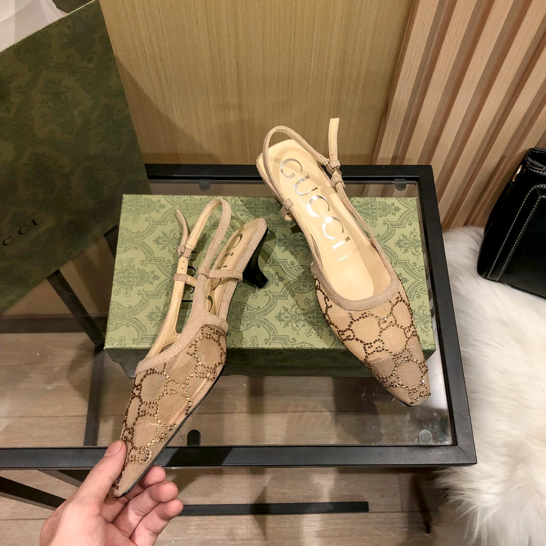 Gucci Diamond G Back Strap Mesh Low Heel Sandals – sandals product image 2