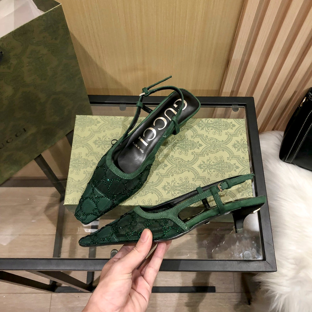 Gucci Diamond G Back Strap Mesh Low Heel Sandals – sandals product image 3