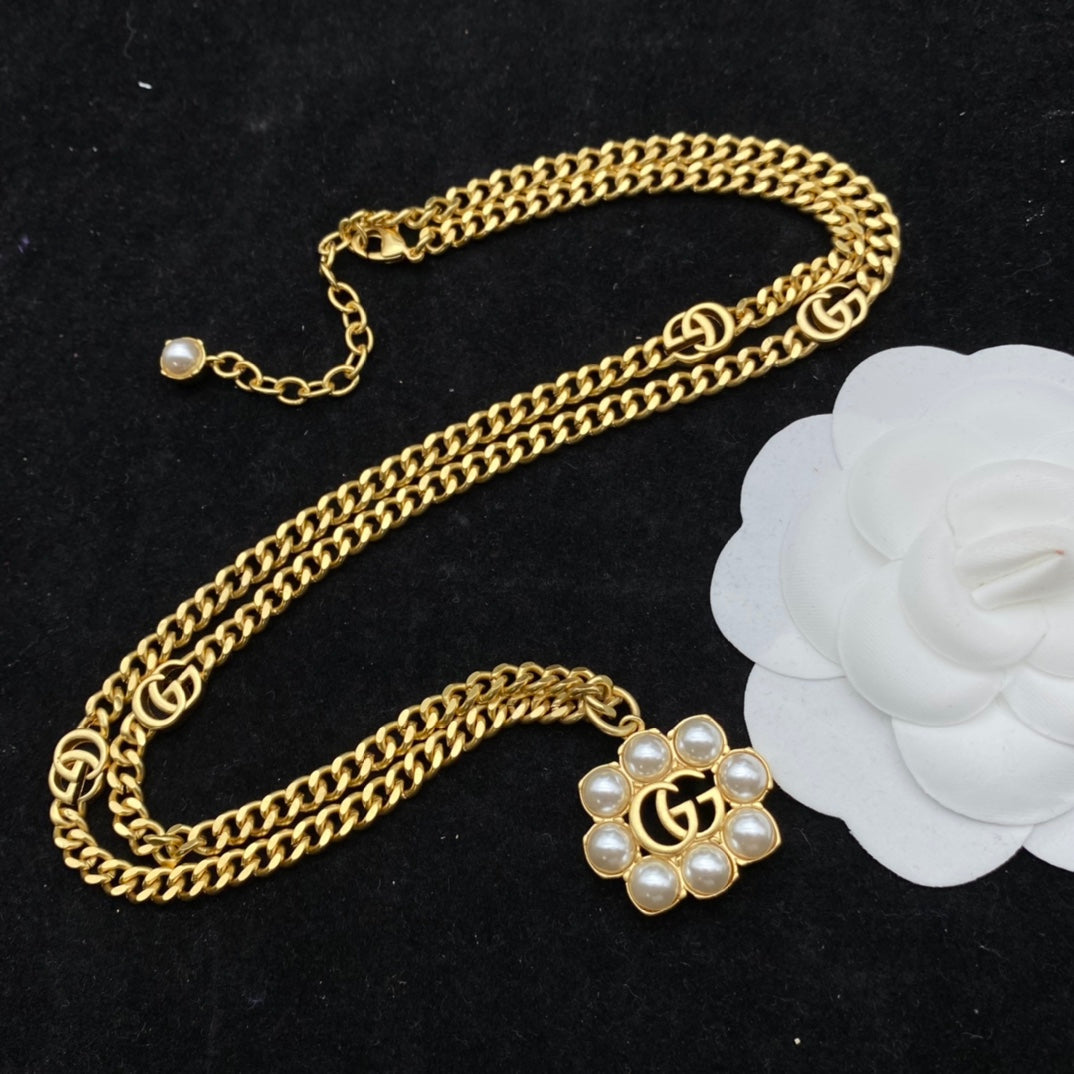Gucci Double G Pearl Flower Necklace – Luxury Designer Jewelry – product image 1