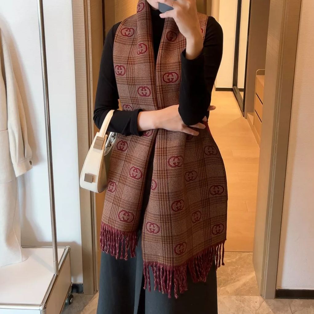 Gucci Double-sided Cashmere Fringed Scarf for Women – product image 1