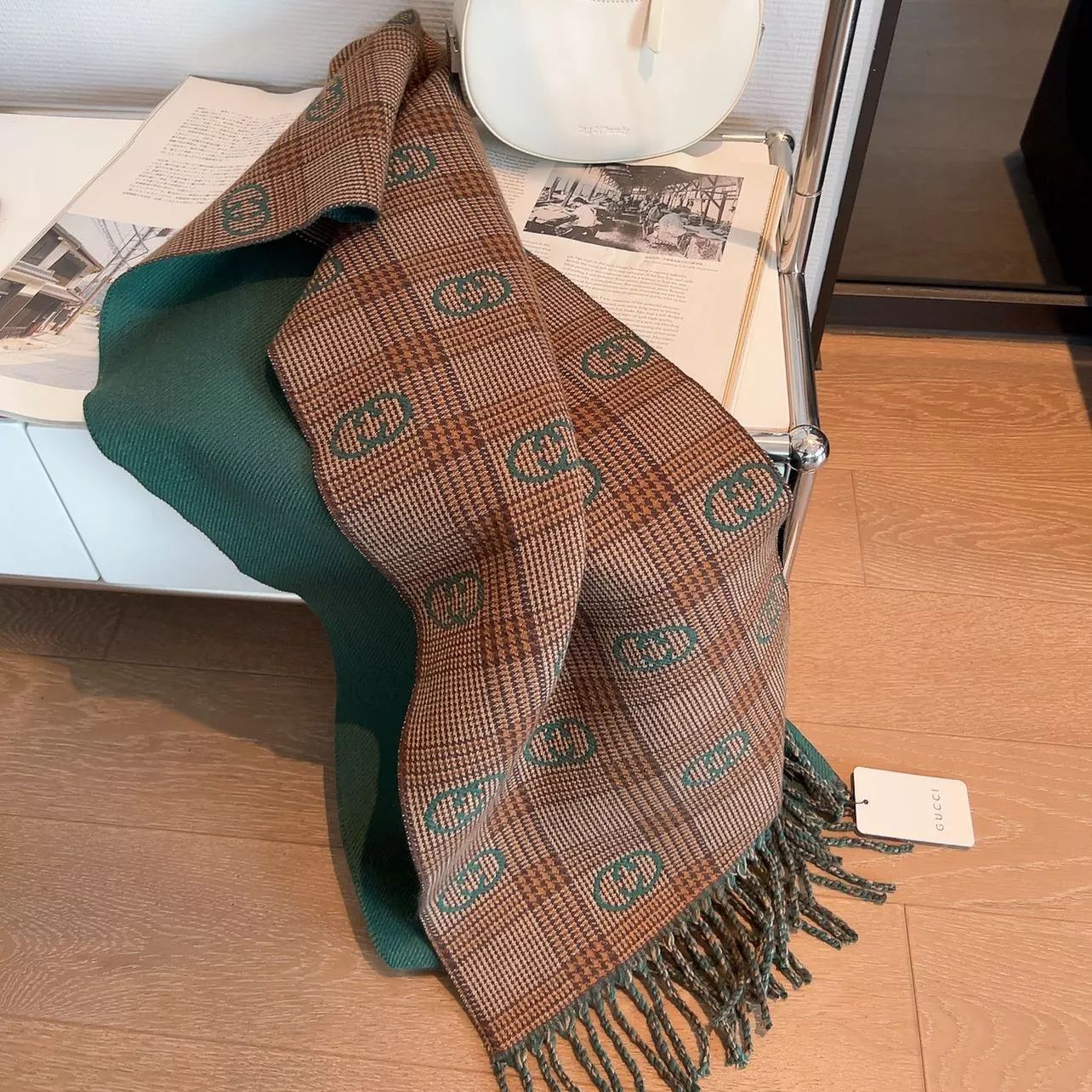 Gucci Double-sided Cashmere Fringed Scarf for Women – product image 18