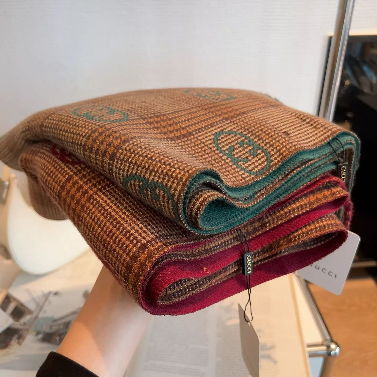Gucci Double-sided Cashmere Fringed Scarf for Women – product image 23