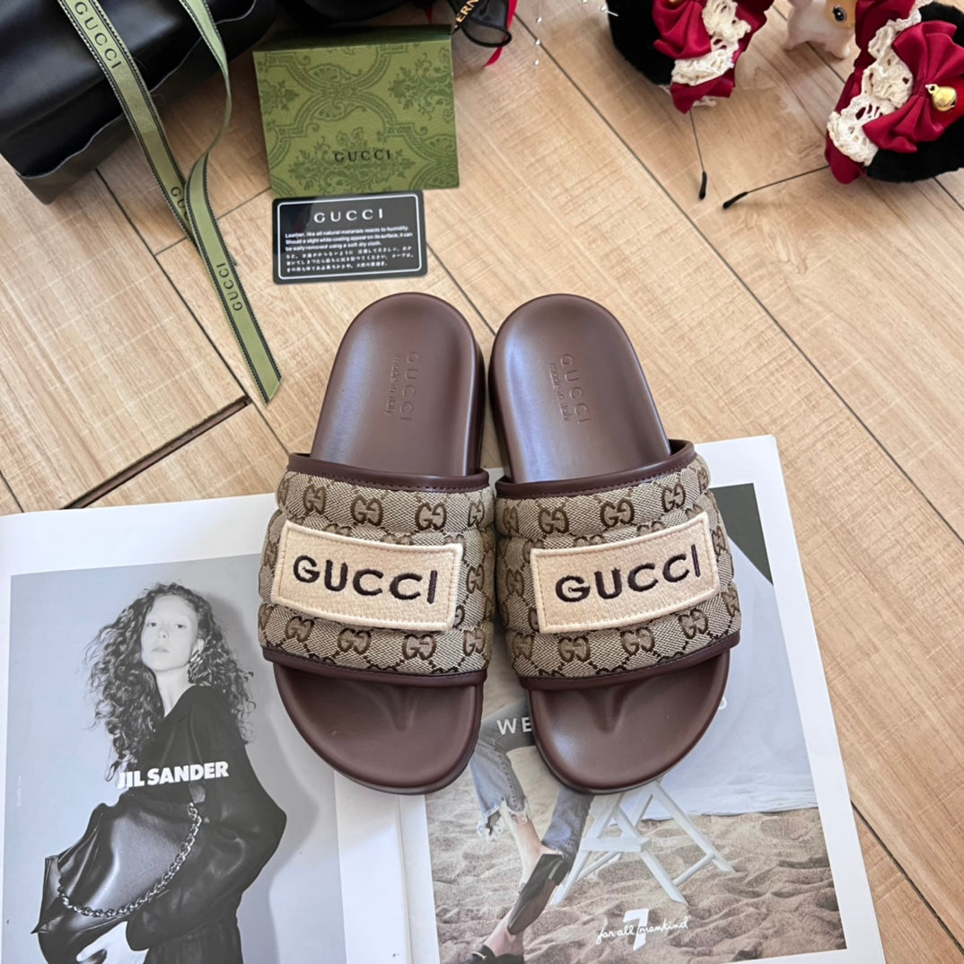 Gucci Embroidery Vintage Embossed Slippers – slippers product image 5