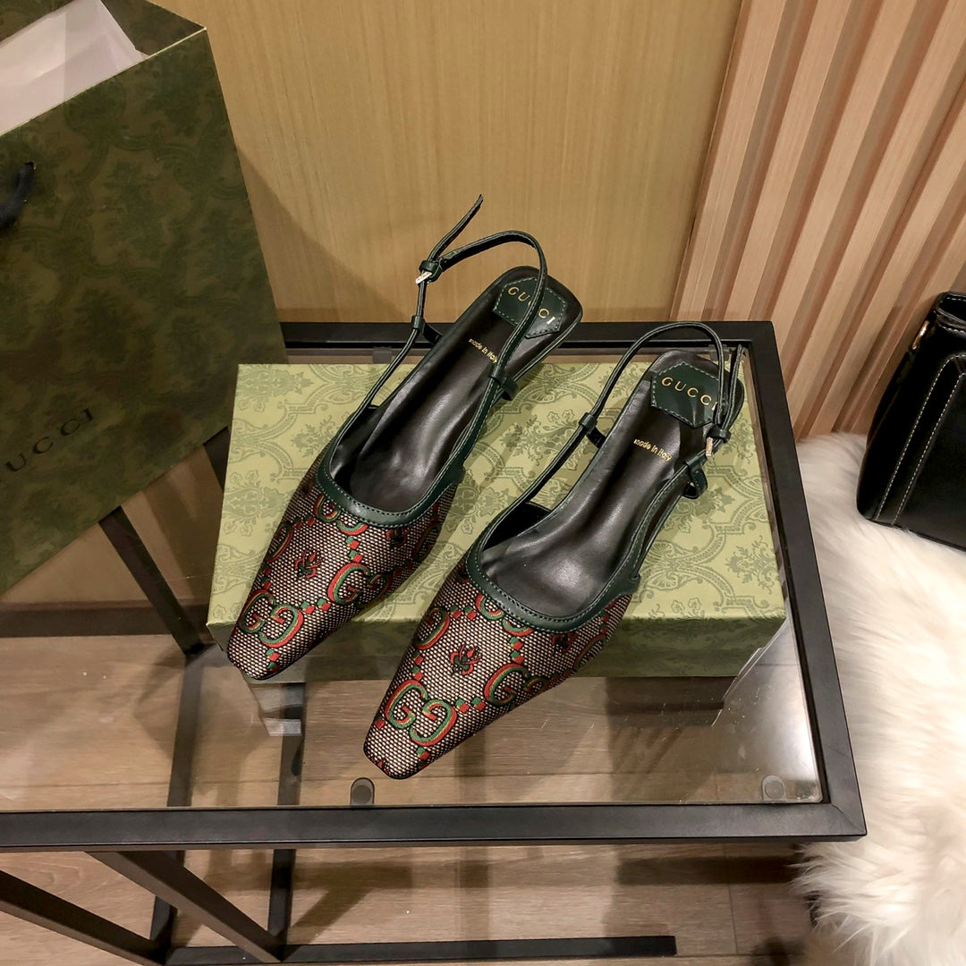 Gucci Floral Jacquard Slingback Low Heel Sandals – sandals product image 12