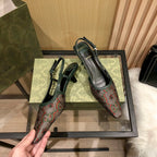 Gucci Floral Jacquard Slingback Low Heel Sandals – sandals product image 3