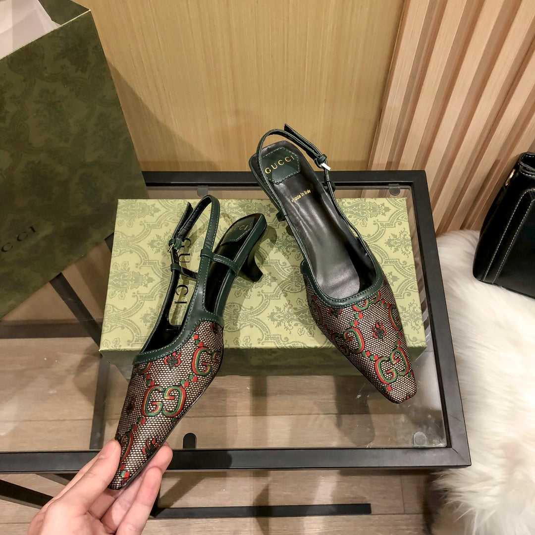 Gucci Floral Jacquard Slingback Low Heel Sandals – sandals product image 3