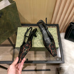 Gucci Floral Jacquard Slingback Low Heel Sandals – sandals product image 4