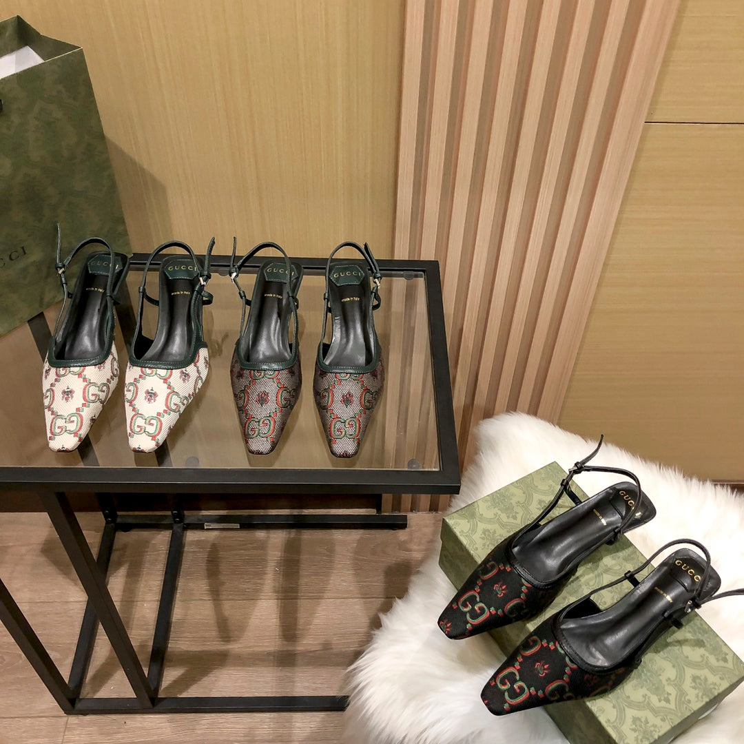 Gucci Floral Jacquard Slingback Low Heel Sandals – sandals product image 7