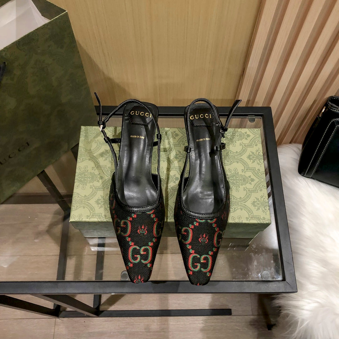Gucci Floral Jacquard Slingback Low Heel Sandals – sandals product image 8