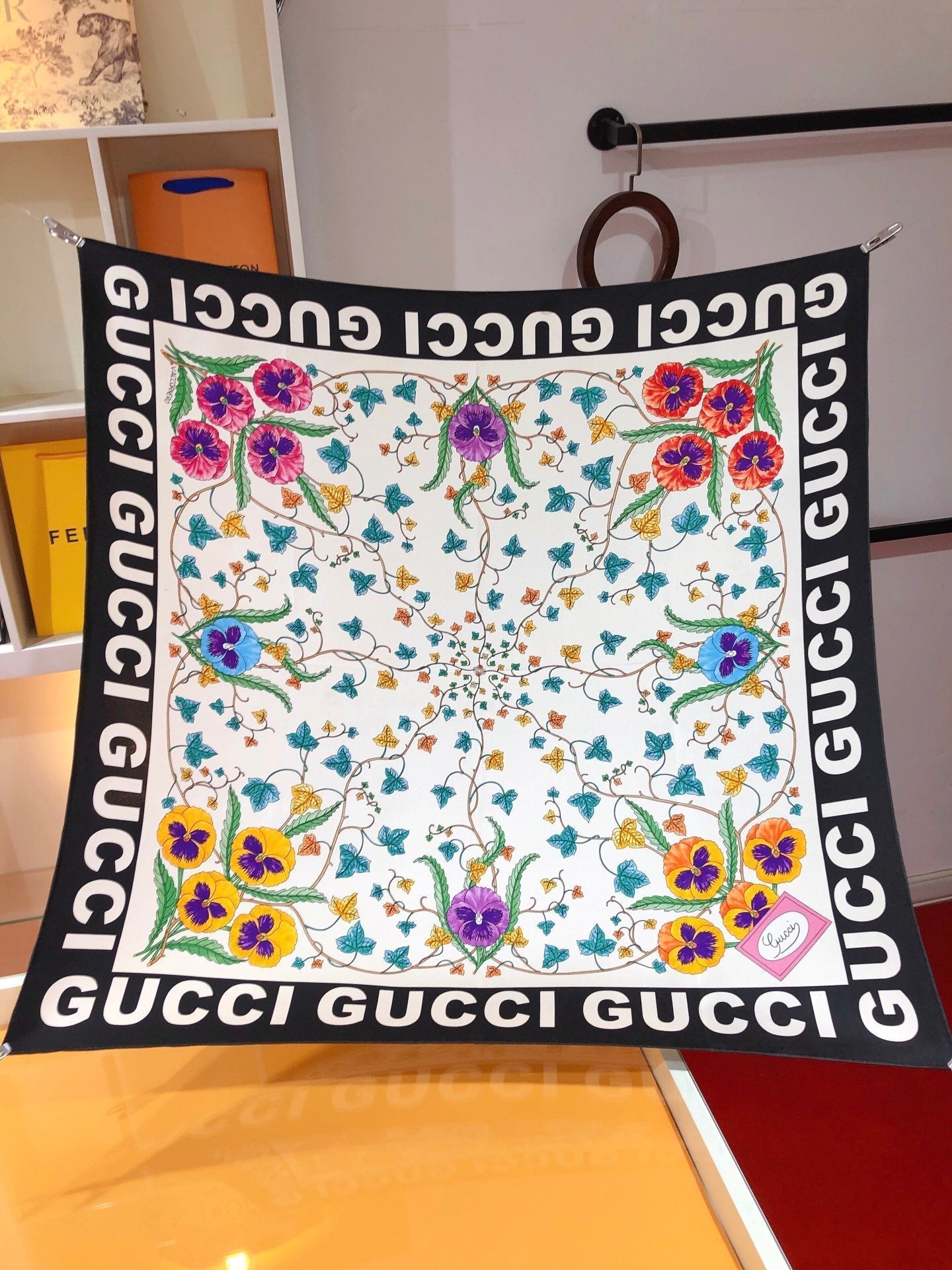 Gucci Floral Print Silk Scarf for Women – product image 3