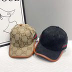 Gucci GG leather-trim cap beige and black