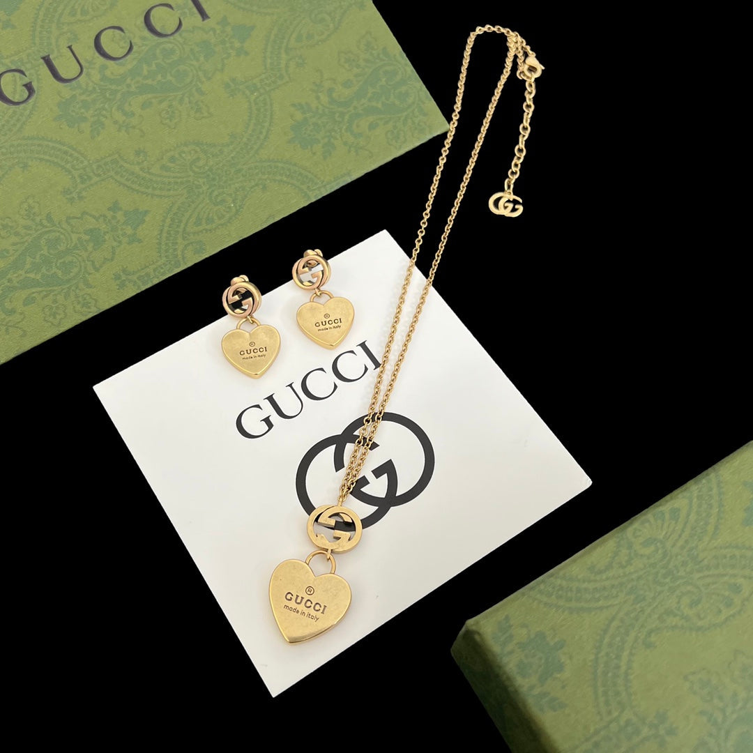 Gucci Heart Earring Necklace Set – Luxury Designer Jewelry – product image 11