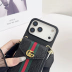 Gucci iPhone 17 Pro Max Case with Card Holder & Strap – GG Leather Wallet
