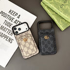 Gucci iPhone 17 Pro / Pro Max Case with Cardholder – GG Canvas Luxury Wallet Case