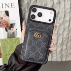 Gucci iPhone 17 Pro / Pro Max Case with Cardholder – GG Canvas Luxury Wallet Case