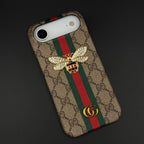 Gucci Ophidia iPhone 17 Pro Max Case with Web Stripe & Bee – Luxury GG Supreme Phone Case
