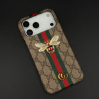 Gucci Ophidia iPhone 17 Pro Max Case with Web Stripe & Bee – Luxury GG Supreme Phone Case